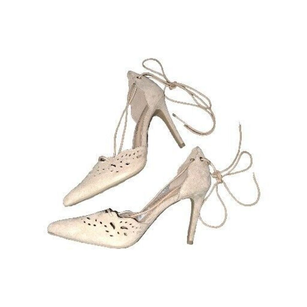 Christian Siriano for Payless Womens Suede High Heel Pumps Shoes Khaki Lace Sz 7